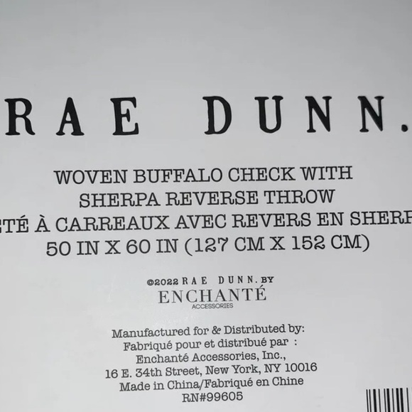 NWT RAE DUNN Woven Buffalo Check Sherpa Fall Blanket Throw 50x60 Red ‘Blessed’ - Picture 3 of 5